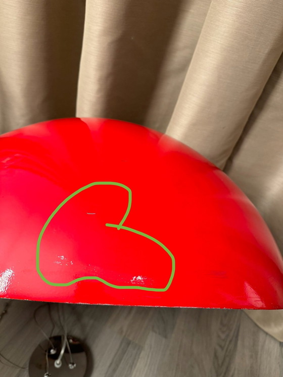 Image 1 of Grande lampe suspendue vintage 70 cm rouge et argenté