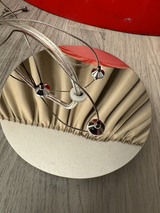 Image 1 of Grande lampe suspendue vintage 70 cm rouge et argenté