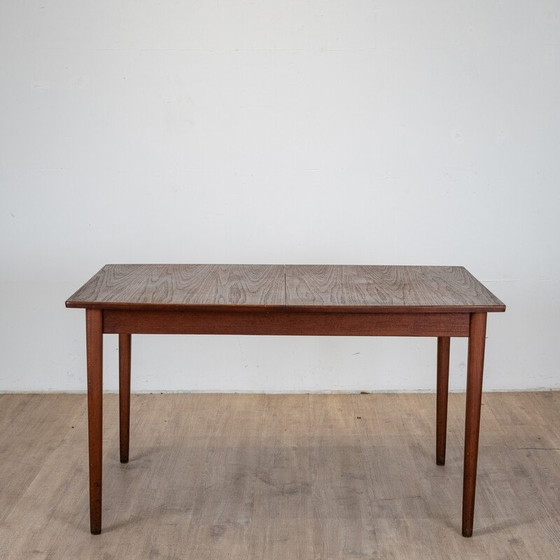 Image 1 of Table de salle à manger vintage en teck avec 2 allonges, 1960