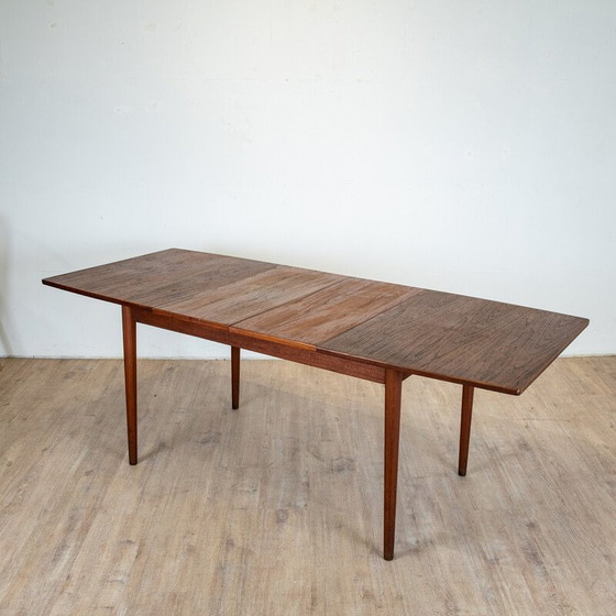 Image 1 of Table de salle à manger vintage en teck avec 2 allonges, 1960