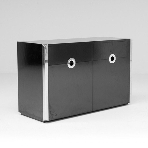 Buffet vintage en bois laqué noir de Pierre Cardin, 1970