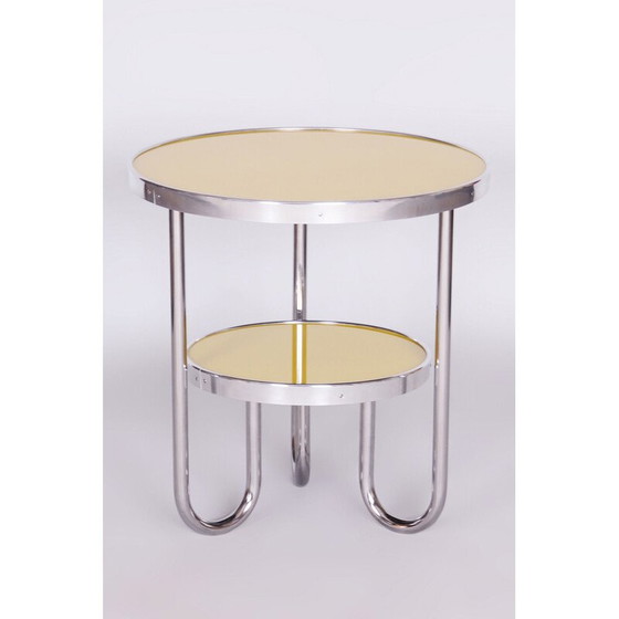Image 1 of Table vintage Bauhaus en chrome, épicéa et verre pour Kovona, Tchécoslovaquie 1930