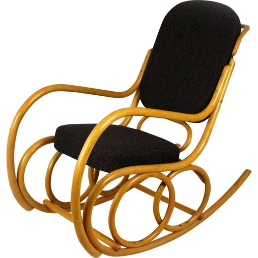 Fauteuil à bascule en hêtre courbé du milieu du siècle de TON, années 1960