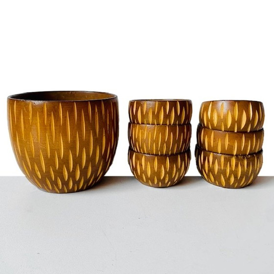 Image 1 of Set de plateaux en bois Mid Century vintage