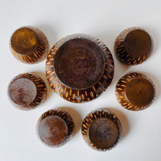 Image 1 of Set de plateaux en bois Mid Century vintage