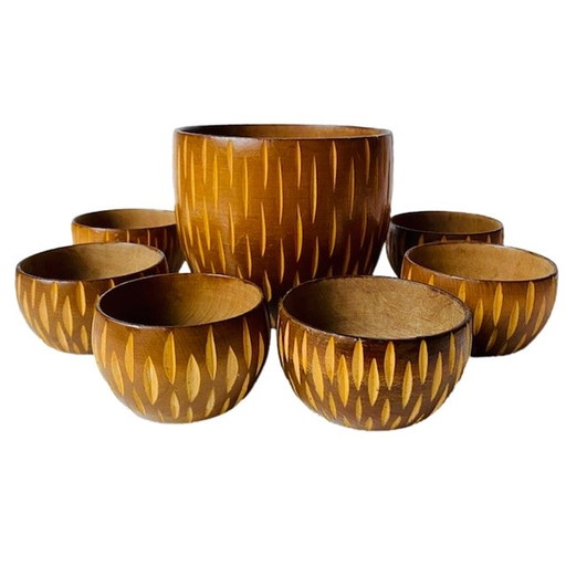 Set de plateaux en bois Mid Century vintage