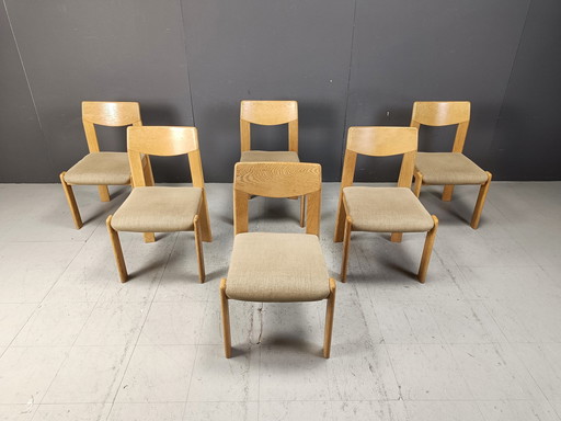Chaises de salle à manger vintage brutaliste, ensemble de 6 - 1970S