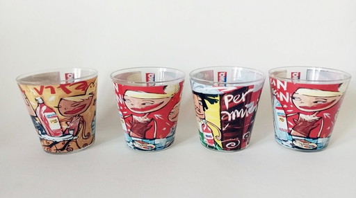 7X Cinzano Street-Art/Pop-Art Milano Roma Miami Selwyn Design Glass 1990S