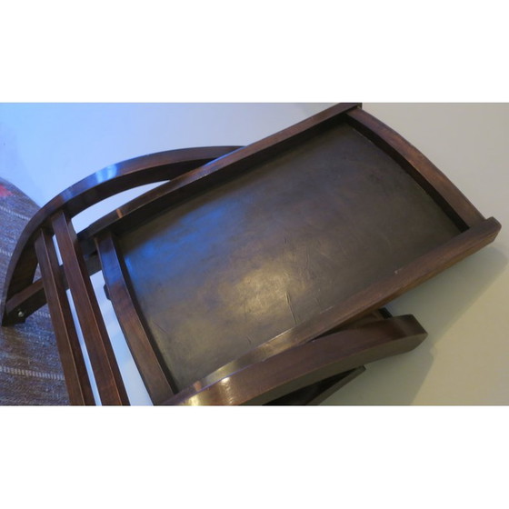 Image 1 of Fauteuil pliant vintage en teck et cuir canvas par Angel I. Pazmino pour Muebles De Estilo, 1970