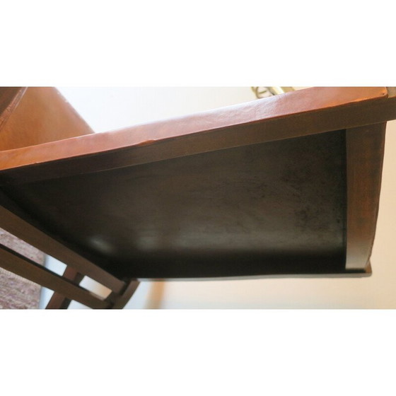 Image 1 of Fauteuil pliant vintage en teck et cuir canvas par Angel I. Pazmino pour Muebles De Estilo, 1970