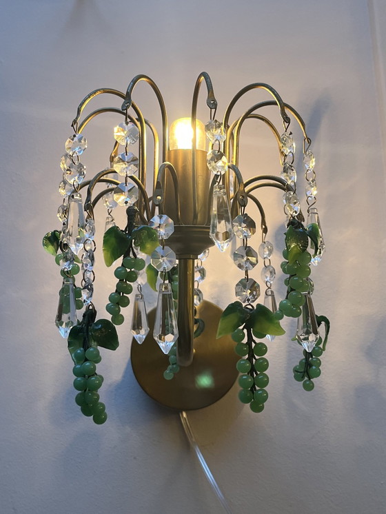 Image 1 of 2 pièces Lampes murales vintage italiennes à raisin vert