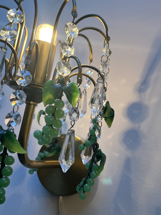 Image 1 of 2 pièces Lampes murales vintage italiennes à raisin vert