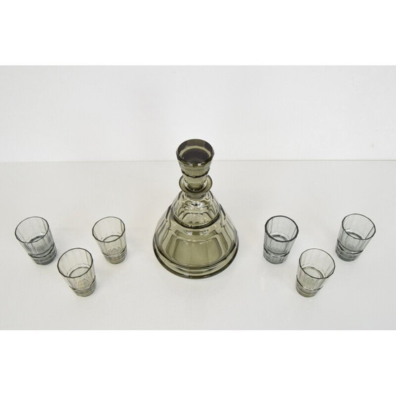 Image 1 of Set de carafes en verre Vintage Art Deco, Tchécoslovaquie, années 1930
