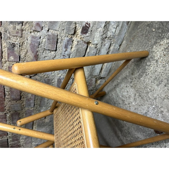 Image 1 of Ensemble de 4 chaises vintage en hêtre et rotin, Italie 1980