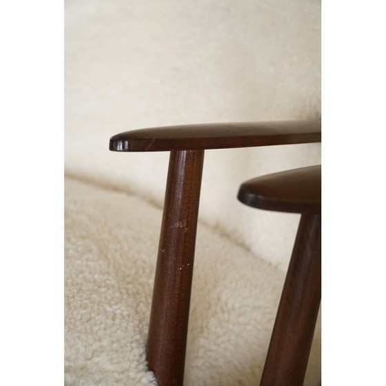 Image 1 of Paire de fauteuils vintage en laine d'agneau et hêtre massif, Danemark 1960