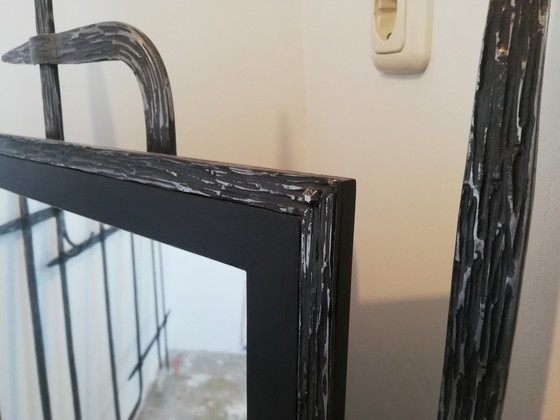 Image 1 of Armoire - Miroir / Porte-manteau - Fer forgé - Mid Century Brutalist