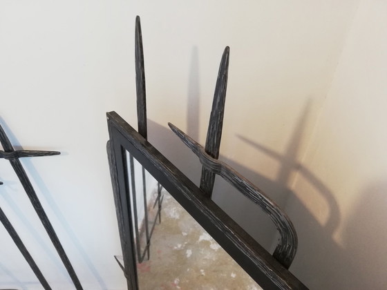 Image 1 of Armoire - Miroir / Porte-manteau - Fer forgé - Mid Century Brutalist