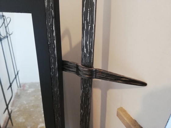 Image 1 of Armoire - Miroir / Porte-manteau - Fer forgé - Mid Century Brutalist