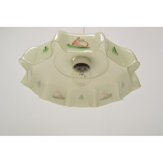 Image 1 of Lampe suspendue vintage en verre, Tchécoslovaquie 1950