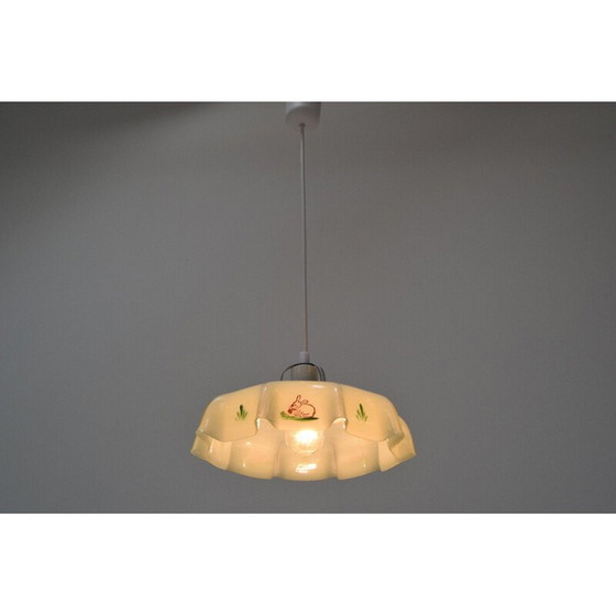 Image 1 of Lampe suspendue vintage en verre, Tchécoslovaquie 1950