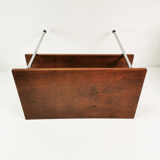 Image 1 of Table d'appoint vintage Bauhaus en placage de noyer et métal, Tchécoslovaquie 1940