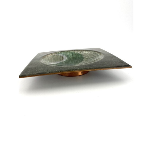 Cendrier vintage en cuivre émaillé vert par Studio Del Campo, Italie 1970