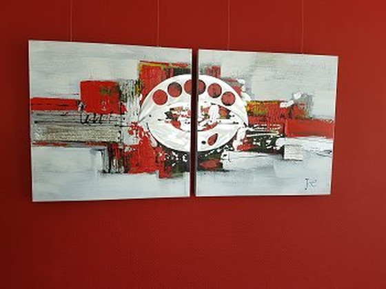 Image 1 of Deux tableaux modernes en diptyque 3D