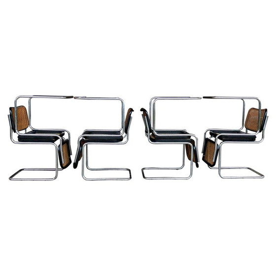 Image 1 of Ensemble de 4 chaises vintage B32 Cesca en hêtre et métal chromé de Marcel Breuer par Gavina, Bauhaus, 1963