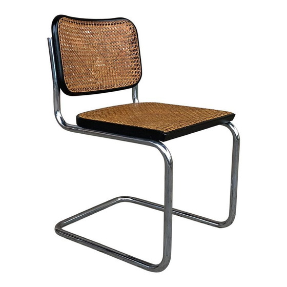 Image 1 of Ensemble de 4 chaises vintage B32 Cesca en hêtre et métal chromé de Marcel Breuer par Gavina, Bauhaus, 1963
