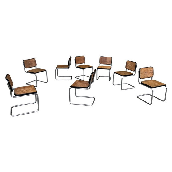 Image 1 of Ensemble de 4 chaises vintage B32 Cesca en hêtre et métal chromé de Marcel Breuer par Gavina, Bauhaus, 1963