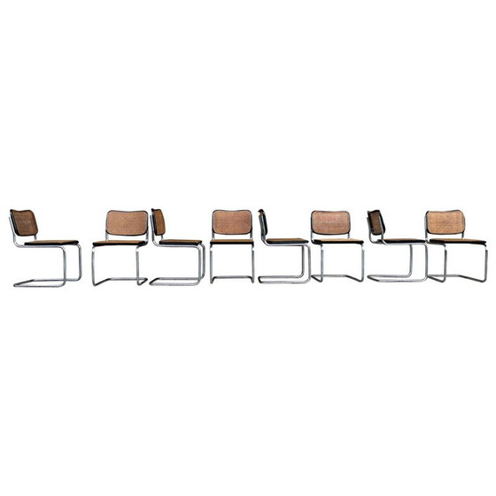 Image 1 of Ensemble de 4 chaises vintage B32 Cesca en hêtre et métal chromé de Marcel Breuer par Gavina, Bauhaus, 1963
