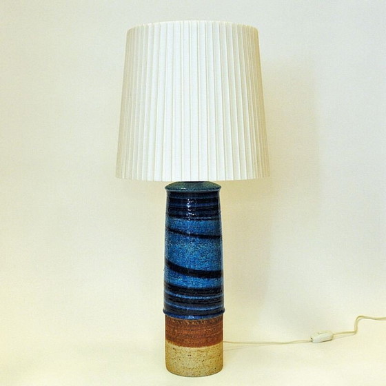 Image 1 of Lampe vintage modèle 8247 en grès bleu par Inger Persson pour Rörstrand, Suède 1960
