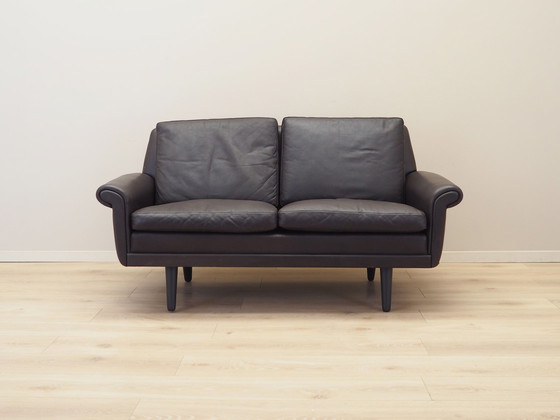Image 1 of Canapé en cuir marron, Design danois, 1960S, Designer : Aage Christiansen, Manufacture : Erhardsen & Andersen