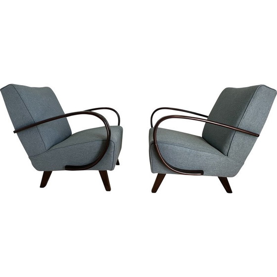 Image 1 of Paire de fauteuils vintage en bois courbé de Jindrich Halabala, Tchécoslovaquie 1950