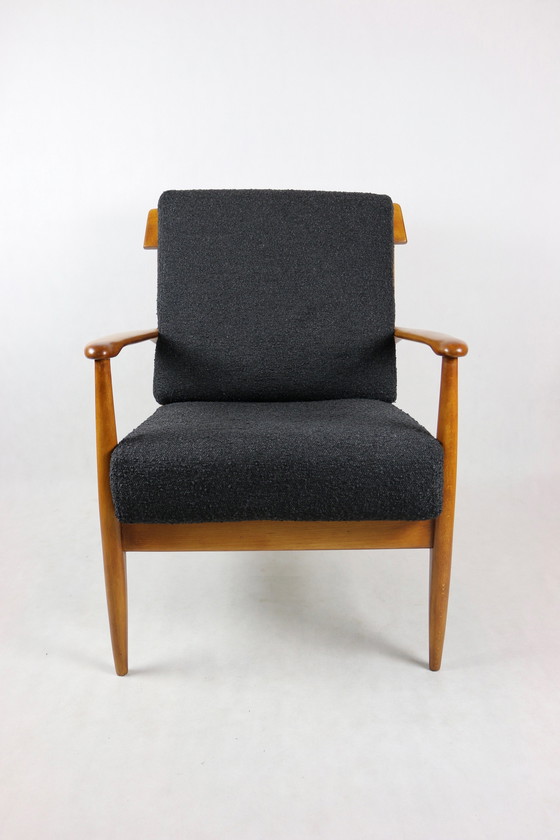 Image 1 of 2x Danish Design Black Boucle Armchair