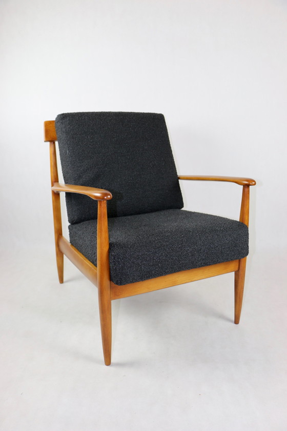 Image 1 of 2x Danish Design Black Boucle Armchair