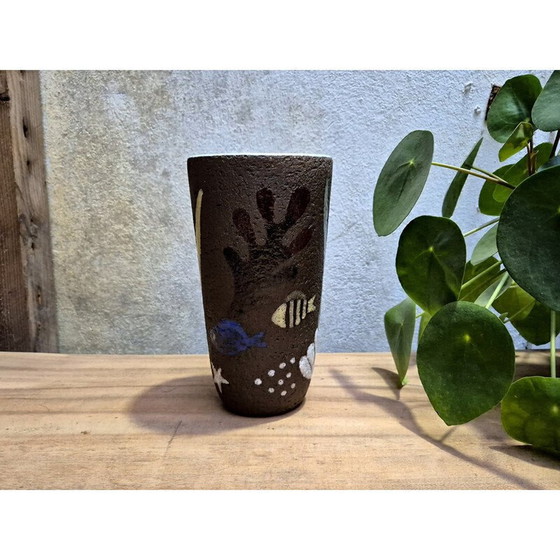 Image 1 of Vase scandinave vintage Upsala Ekeby Havsflora 1021B par Anne-Lisa Thompson