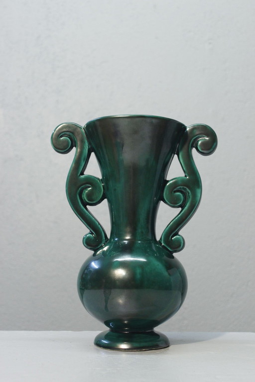 Grand Vase Amphore Faïence Vernissée Style Baroque Art Céramique Le Cannet