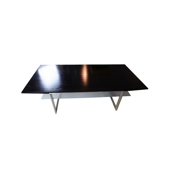 Image 1 of Table basse vintage en aluminium et bois de frêne noir de la collection naver modèle Ak 132
