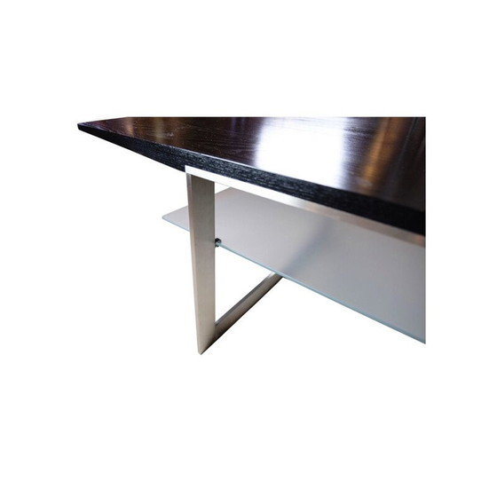 Image 1 of Table basse vintage en aluminium et bois de frêne noir de la collection naver modèle Ak 132