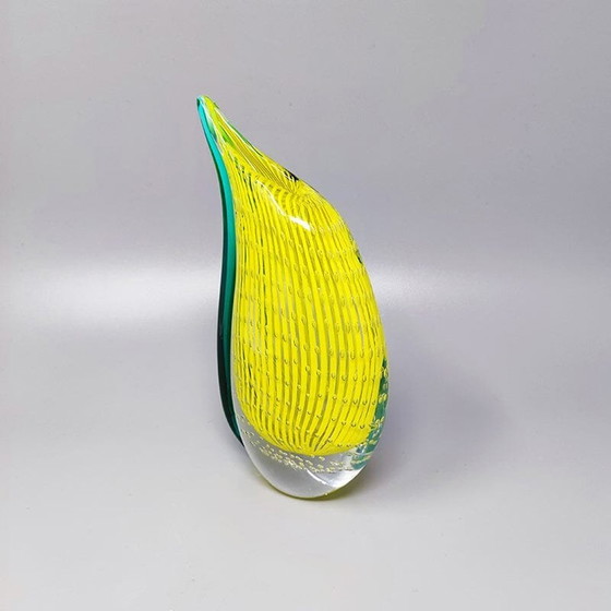 Image 1 of 1960S Étonnant vase jaune et vert de Rosenthal en verre de Murano. Fabriqué en Italie