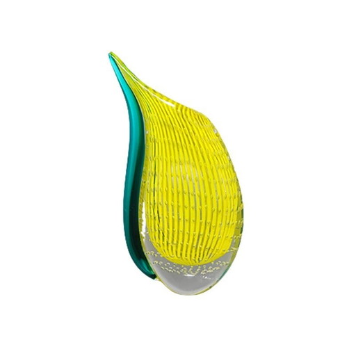 1960S Étonnant vase jaune et vert de Rosenthal en verre de Murano. Fabriqué en Italie