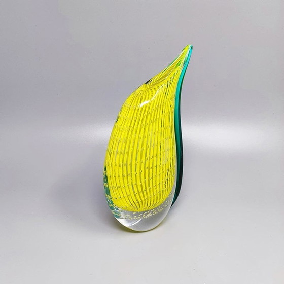 Image 1 of 1960S Étonnant vase jaune et vert de Rosenthal en verre de Murano. Fabriqué en Italie