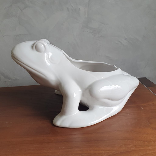 Magnifique jardinière grenouille en porcelaine des années 1970