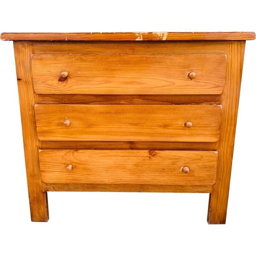 Coffre vintage en pin à 3 tiroirs