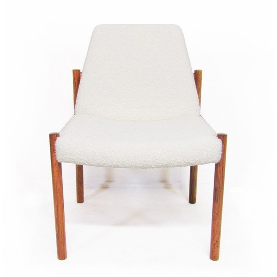 Image 1 of Ensemble de 6 chaises de salle à manger vintage en palissandre de Rio et tissu Boucle par Sven Ivar Dysthe pour Dokka, 1960