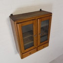 Meuble haut avec 2 portes en verre à motif et 2 tiroirs, années 50