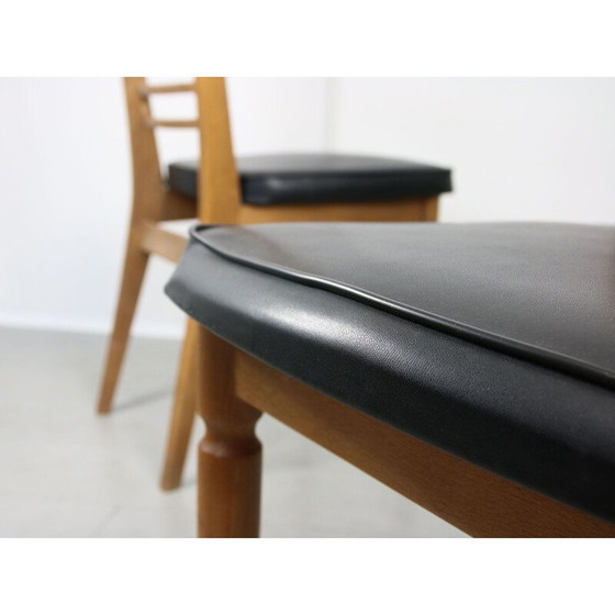 Image 1 of Paire de chaises de salle à manger scandinaves vintage en bois et laiton