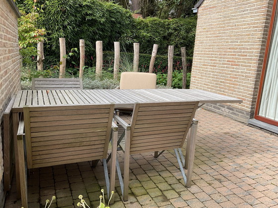 Image 1 of Table de jardin Bent Krogh, 4 fauteuils avec coussins d'assise et de dossier Xylofon