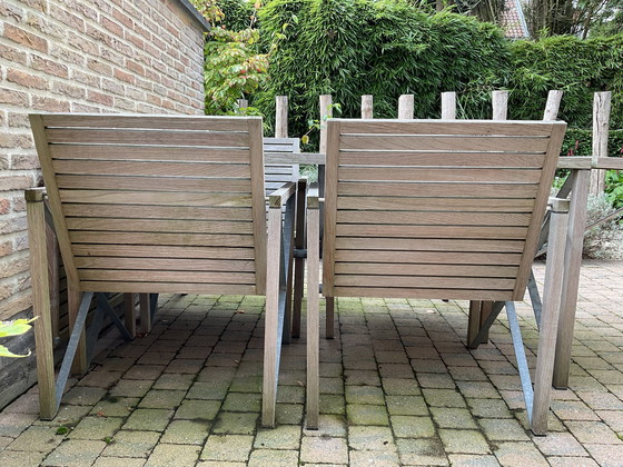 Image 1 of Table de jardin Bent Krogh, 4 fauteuils avec coussins d'assise et de dossier Xylofon